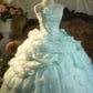 Mint Green Floral Long Tulle Vintage Ball Gown nv5037