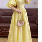 Yellow Classic Elegant Long Tulle Prom Dress Evening Dress Garden Party Dress nv5021