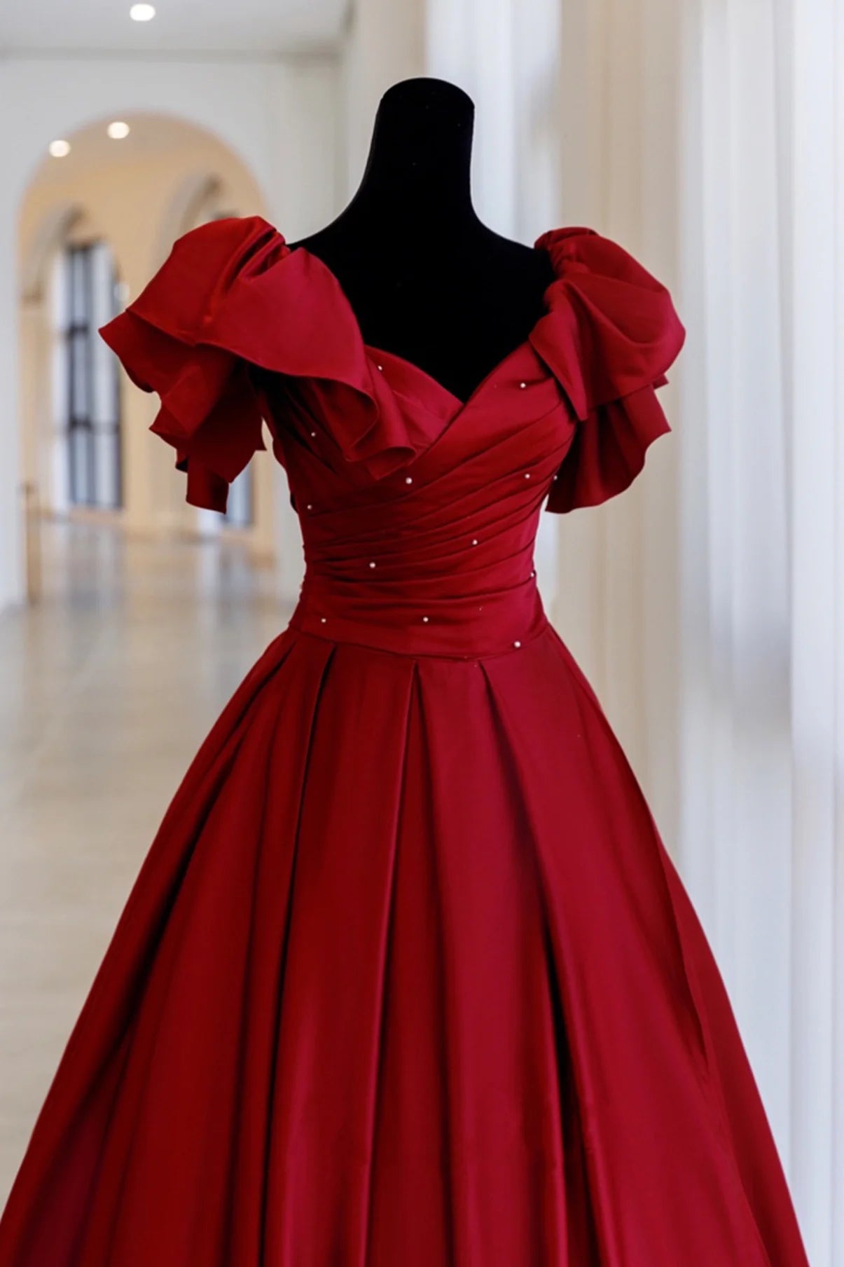 Red Fashion Elegant long satin prom dresses evening dress Party Dress nv3414