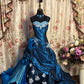 NiceVestidos-_Vintage Deep Sea Blue Satin 3D Floral Embroidered Sequin Court Style Ball Gown NV5913