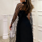 Robe de soirée longue noire glamour avec châle, NV2518