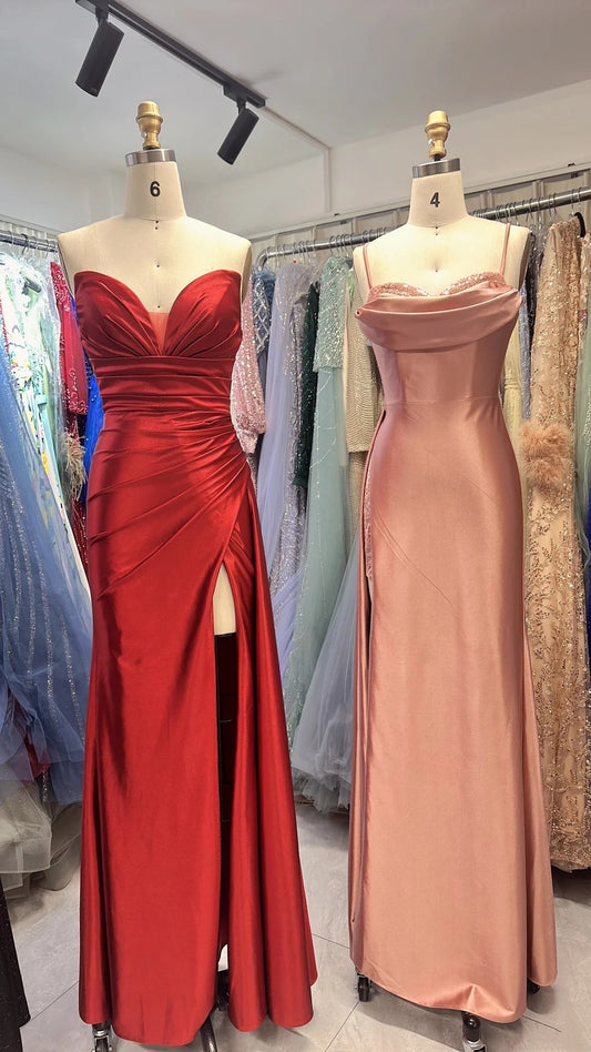 Nouvelle robe de soirée longue en satin, coupe ajustée, élégante et tendance, robe de demoiselle d'honneur, robe de remise de diplôme NV6639