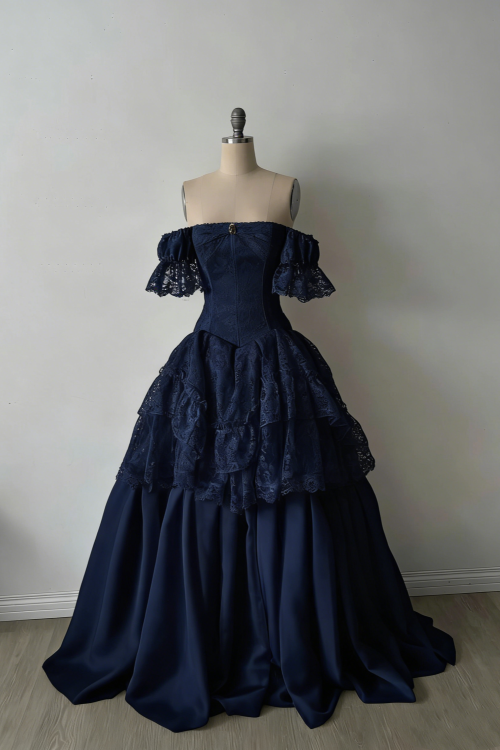 Robe longue blanche à manches courtes en dentelle délicate, robe de mariée NV6689