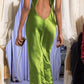 Green Fashion Elegant Strap Long Satin Ball Gown Evening Dress Party Dress nv3667