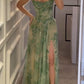 NiceVestidos--Green Exquisite Floral Sparkling Sequins Elegant Back Tie Prom Dress Fashionable Wedding Guest Dress NV5848