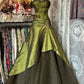 Olive Green Shiny Vintage Fashion Elegant Exquisite Beaded Lace Off-the-shoulder Satin Long Tulle Mermaid prom dresss Sequin Evening Dress Party Dress nv3820