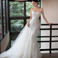 Ivory Strapless Lace Sequin Mermaid Wedding Gown Detachable Tulle Train  NV7192