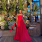 Red elegant off-shoulder long chiffon ball gown evening dress wedding guest dress nv2617