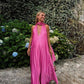 Elegant green/pink long satin prom dress nv5320