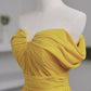 Yellow Chiffon Long Prom Dress, A-Line Off the Shoulder Evening Dress nv1591