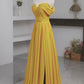 Yellow Chiffon Long Prom Dress, A-Line Off the Shoulder Evening Dress nv1591