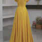 Yellow Chiffon Long Prom Dress, A-Line Off the Shoulder Evening Dress nv1591