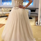 NiceVestidos--White Delicate Beaded Long Tulle Ball Gown Wedding Dress NV5838