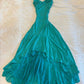 Blue Simple Fashion Elegant Spaghetti Strap Long Chiffon Ball Gown Evening Gown Party Dress Prom Gown nv3925