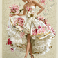 3D Pink Rose Sweetheart Strapless High Low Ruffle Prom Dress with Gold Trim  NV7399