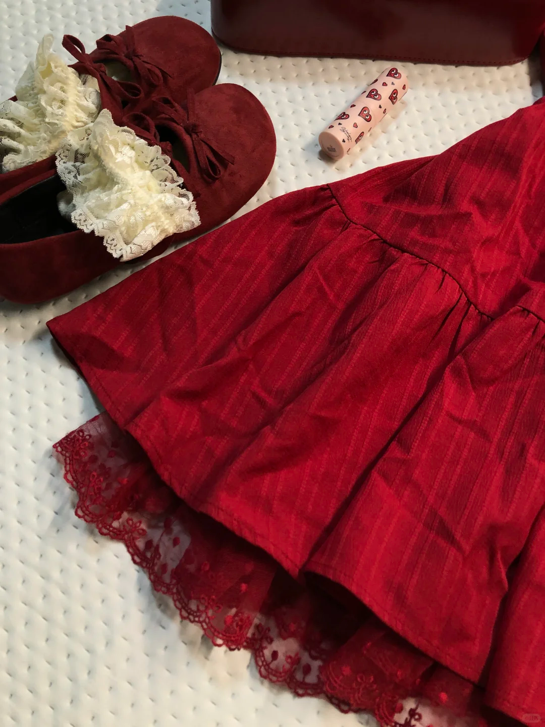 Burgundy Short Homecoming Dress Square Neck Ruffle Strap Lace Bow Tiered Vintage Cocktail Gown  NV6925