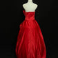 Red and gold exquisite beaded satin floor-length vintage long ball gown nv5148