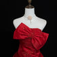 Red and gold exquisite beaded satin floor-length vintage long ball gown nv5148