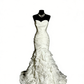 Robe sirène blanche bustier : taille froncée, volants superposés, style mariage civil NV6398