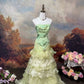 Green Elegant Vintage Fashion Exquisite Floral Beaded Long tulle Floor Length Ball Gown Evening Gown Prom Dress nv4081