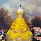 Yellow shiny exquisite rhinestone sequined satin tulle floor-length retro long ball gown nv5158