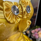 Yellow shiny exquisite rhinestone sequined satin tulle floor-length retro long ball gown nv5158