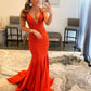 Blue/Purple/Orange/Pink Mermaid Deep V Neck Royal Blue Long Prom Dress with Beading nv951