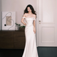 Off The Shoulder Satin Mermaid Wedding Dress  NV7317