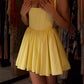 A-line yellow off-shoulder short homecoming dress cocktail dress party dress birthday dress nv2105