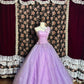 Purple Sparkling Fairy Elegant Exquisite Beaded Floral Long Floor Length Tulle Ball Gown Evening Gown Party Dress nv4013