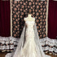 White Gorgeous Delicate Floral Appliqué Long Tulle Floor Length Train Ball Gown Evening Dress Wedding Dress nv4016