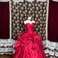 Red long satin ball gown evening dress quinceanera dress nv4644