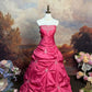 Rose Red Beaded Long Satin Ball Gown nv5143