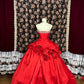 Red floral princess long satin ball gown evening dress quinceanera dress nv4653