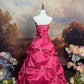 Rose Red Beaded Long Satin Ball Gown nv5143