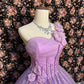 Purple Sparkling Fairy Elegant Exquisite Beaded Floral Long Floor Length Tulle Ball Gown Evening Gown Party Dress nv4013