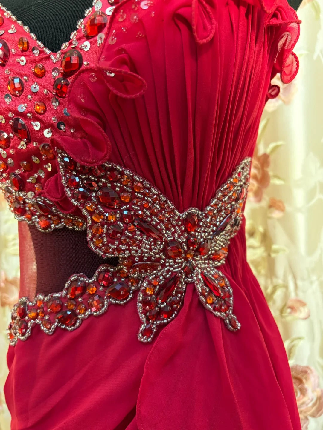Red Sparkling Fairy Elegant Delicate Beaded Butterfly Short Chiffon Tulle Homecoming Dress Prom Dress Evening Dress Party Dress Prom Dress nv4014