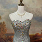 Silver Grey Vintage Elegant Exquisite Gem Beaded Long Tulle Ball Gown Evening Dress Prom Dress nv4079