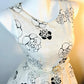 White Floral Fashion Short Satin Homecoming Dress Birthday Party Dress nv5309