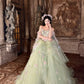 Robe de bal longue en tulle vert, somptueuse et délicate à motifs floraux NV6642