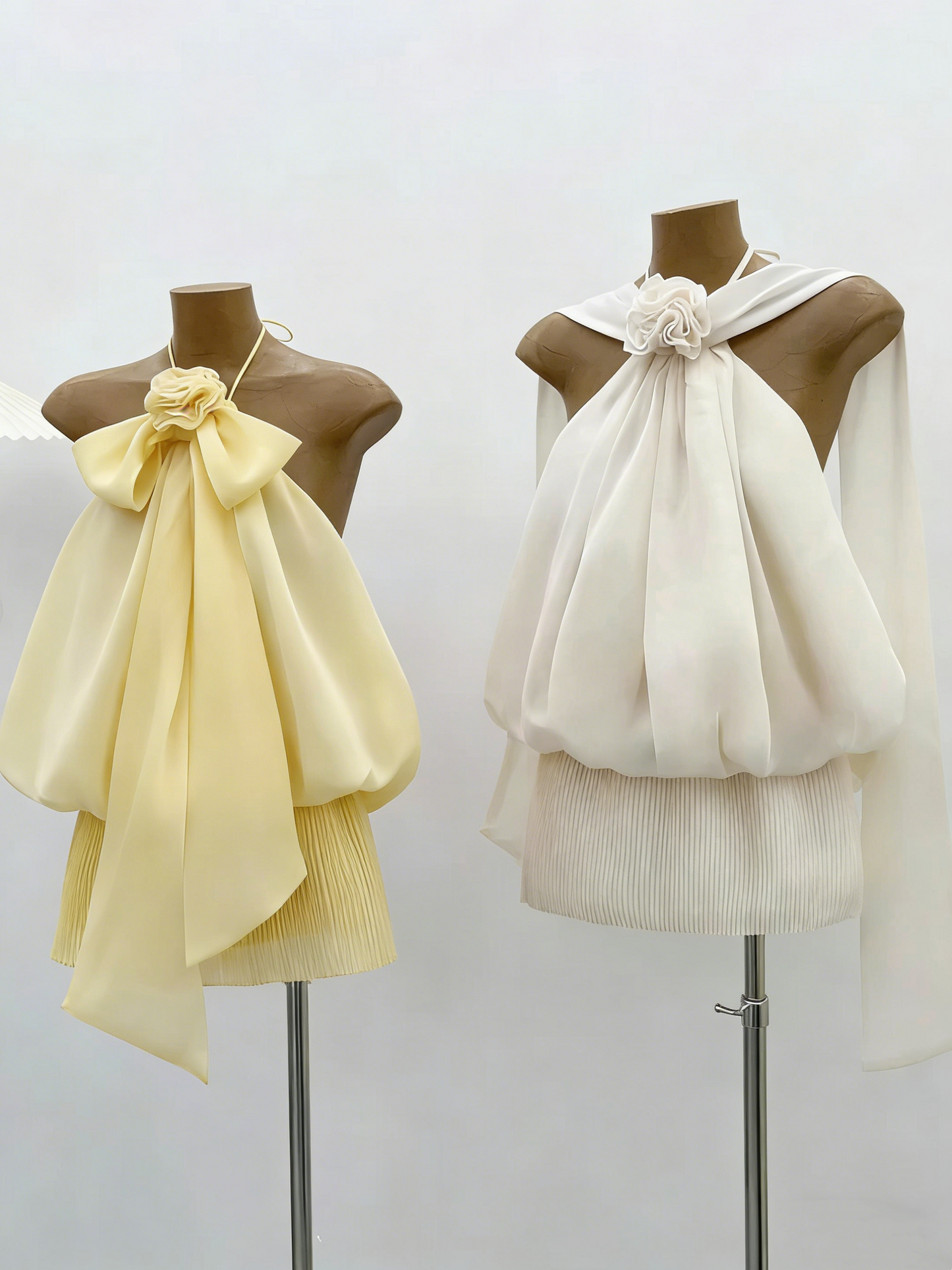 Robe de soirée courte en mousseline de soie, motif floral délicat, couleur champagne, robe de fête d'anniversaire, nv4104