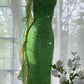 Vintage Evening Dresses, Green Sequin Mermaid Sleeveless Long Party Gowns nv4331