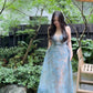 NiceVestidos--Short/medium-length tulle homecoming dress birthday dress blue delicate lace gentle fine sequins mesh elegant Cinderella blue princess dress #birthday outfit #fairydress #blue NV5669