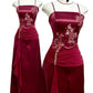 Burgundy Prom Dress Long Satin Formal Evening Dress Evening Dress Party Dress nv4162
