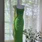 Vintage Evening Dresses, Green Sequin Mermaid Sleeveless Long Party Gowns nv4331