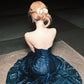 Strapless Liquid Satin Deep Blue Mermaid Gown Back Lace-up Formal Evening Dress  NV6880