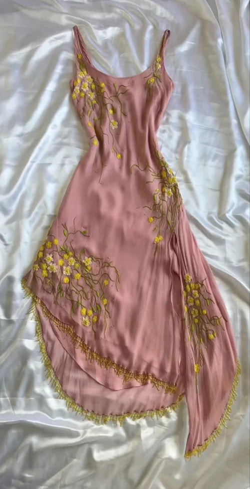 Pink Embroidery Party Dress Vintage Prom Dress Evening Dress New Formal Gowns nv5350