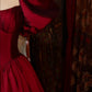 Robe de princesse rouge vampire traditionnelle rouge pour toast, longue robe de princesse en satin NV6534