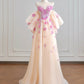 Pink and purple floral tulle ball gown nv5048