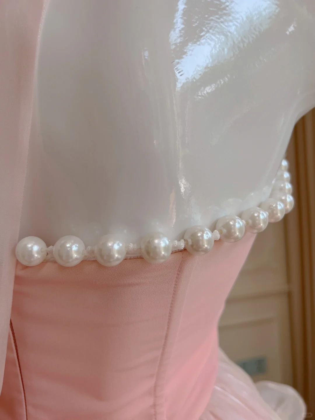 Pink Beaded Halter Elegant Long Ruffle Chiffon Ball Gown Evening Dress Party Dress nv4186